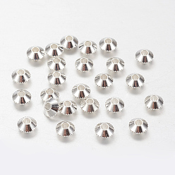 Silver Brass Spacer Beads, Bicone, Silver Color Plated, about 4mm in diameter, hole: 1mm