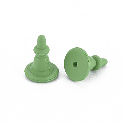 Vert Mer Écrous en silicone, dos d'oreille, pour faire des boucles d'oreille, vert de mer, 11x8x8mm, Trou: 0.7mm