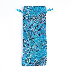 Темно-Голубой Шелковые мешки, сумка для шнурка, глубокое синее небо, 19x7.5~8 см