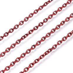 Rouge Foncé Électrophorèse 304 chaînes de câbles en acier inoxydable, non soudée, avec bobine, rouge foncé, 2.9x2.1x0.4mm, environ 32.8 pieds (10 m)/rouleau