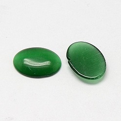 Verde Cabujones de ojo de gato, oval, verde, 14x10x2.5 mm