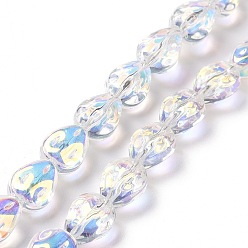 Clair AB Transparentes perles de verre de galvanoplastie brins, arc-en-ciel plaqué, larme, clair ab, 11x9x6.6mm, Trou: 1.1mm, Environ 55 pcs/chapelet, 24.25 pouce (61.6 cm)