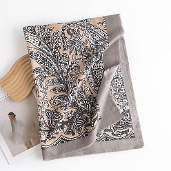 Dark Gray Polyester Neck Warmer Scarf, Winter Scarf, Flower Pattern Tassel Wrap Scarf, Dark Gray, 180x69mm