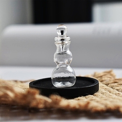 Clear Mini Glass Bottle Tableware Display Decorations, with Black Wood Tray, for Dollhouses, Clear, 17x31mm