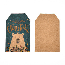 Разноцветный Бумажные подарочные бирки, хэндж теги, для декоративно-прикладного искусства, на Рождество, с медведем рисунком, красочный, 50x30x0.3 мм, отверстие : 5 мм