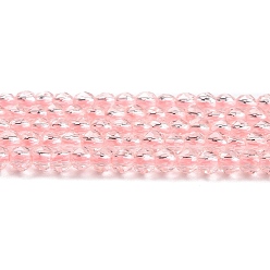Pink Cuentas de vidrio transparentes, ronda facetas, rosa, 2x2 mm, agujero: 0.6 mm, sobre 184 unidades / cadena, 14.49'' (36.8 cm)