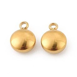 Oro 304 colgantes de acero inoxidable, plano y redondo, dorado, 11x8x4 mm, agujero: 1.6 mm