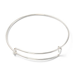 Silver Adjustable Iron Expandable Bangle Making, Cadmium Free & Lead Free, Silver, 2-1/2 inch(65mm)