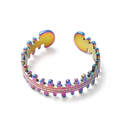 Rainbow Color Ионное покрытие (ip) 304 открытое манжетное кольцо в форме молнии из нержавеющей стали для женщин, Радуга цветов, размер США 8 1/2 (18.5 мм)