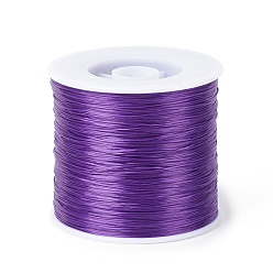 Violet Bleu 400m chaîne de cristal élastique plat, fil de perles élastique, pour la fabrication de bracelets élastiques, bleu violet, 0.2mm,  largeur de 1 mm, environ 446.81 yards (400m)/rouleau
