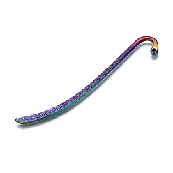 Rainbow Color Alloy Bookmarks, Cadmium Free & Nickel Free & Lead Free, Rainbow Color, 86x14x2mm, Hole: 1.2mm