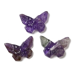 Amethyst Natural Amethyst Pendants, Butterfly Charms with Engraved Skull, 25.5~26x37x7~9mm, Hole: 1.5~1.6mm