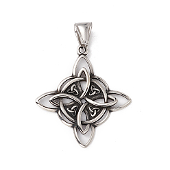 Antique Silver 304 Stainless Steel Manual Polishing Pendants, Witch Knot Charms, Antique Silver, 38x34x2.5mm, Hole: 4x9mm