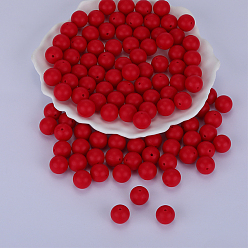 Brique Rouge Perles focales rondes en silicone, perles à mâcher pour les jouets de dentition, Diy soins infirmiers colliers faisant, firebrick, 15mm, Trou: 2mm