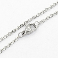 Stainless Steel Color Unisex 304 Stainless Steel Cable Chain Necklaces, with Lobster Claw Clasps, Stainless Steel Color, 23.6 inch(60cm)