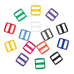 Mixed Color Plastic Buckles, Rectangle, Mixed Color, 33x31.5x7mm, Hole: 9x25.5mm, 6pcs/color, 66pcs/box