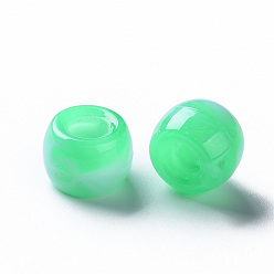 Vert Printemps Moyen Perles Européennes acryliques, pierre d'imitation, Perles avec un grand trou   , rondelle, vert printemps moyen, 9x6mm, Trou: 4mm, environ1790~1840 pcs / 500 g