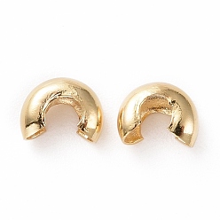 Real 18K Gold Plated Brass Crimp Bead Covers, Lead Free & Cadmium Free & Nickel Free, Ringent Round, Real 18K Gold Plated, 3.5x4x2mm, Inner Diameter: 3x2mm, about 25pcs/g