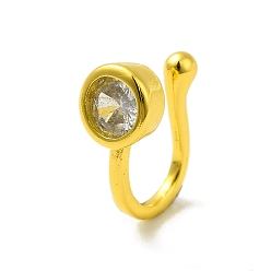 Золотой Прозрачная клипса из кубического циркония на кольцах в носу, латунная манжета для носа без пирсинга для женщин, золотые, 10 мм