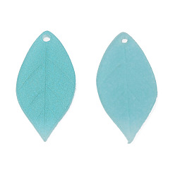 Turquoise Plastic Pendants, Leaf, Turquoise, 25x12x1mm, Hole: 1.2mm