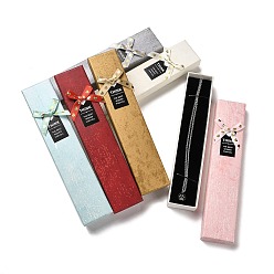 Couleur Mélangete Boîtes de collier en carton, avec une éponge à l'intérieur, rectangle avec bowknot, couleur mixte, 21.8x4.5x3.1 cm