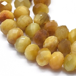 Tiger Eye Natural Gold Tiger Eye Beads Strands, Faceted, Rondelle, 6x4mm, Hole: 1mm, about 88pcs/strand, 15.35 inch(39cm)