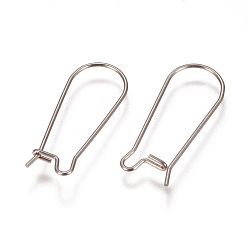 Stainless Steel Color 304 Stainless Steel Hoop Earrings Findings Kidney Ear Wires, Stainless Steel Color, 25x10x0.7mm, 21 Gauge