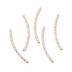 Rose Gold Rack Plating Brass Curved Tube Beads, Cadmium Free & Lead Free, Long-Lasting Plated, Rose Gold, 30x1.5mm, Hole: 0.7mm