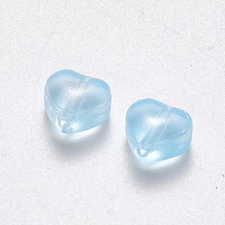 Bleu Ciel Clair Imitation de perles de verre de jade, cœur, lumière bleu ciel, 6x6x4mm, Trou: 0.7mm