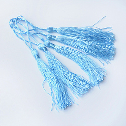 Bleu Bleuet Décorations polyester pompon, décorations pendantes, bleuet, 130x6 mm, gland: 70~90 mm
