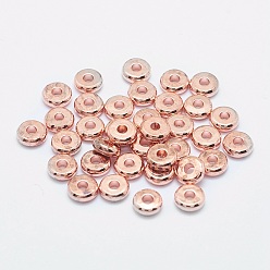 Rose Gold Brass Spacer Beads, Flat Round, Rose Gold, 6x2mm, Hole: 2mm