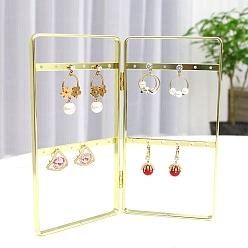 Golden Foldale Iron Earring Display Rack, Jewelry Stand For Hanging Earrings, Rectangle, Golden, 5x170x160mm