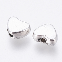 Antique Silver Alloy Beads, Cadmium Free & Lead Free, Heart, Antique Silver, 6x5x3mm, Hole: 1mm