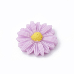 Plum Resin Cabochons, Flower/Daisy, Plum, 23x22x7mm
