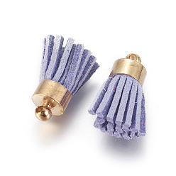 Lilas Pendentifs à gland en daim, avec les accessoires en laiton, or, lilas, 16~19x7mm, Trou: 1mm