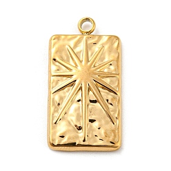 Golden 304 Stainless Steel Pendants, Rectangle with Star Charm, Golden, 26x13.5x2.5mm, Hole: 2mm