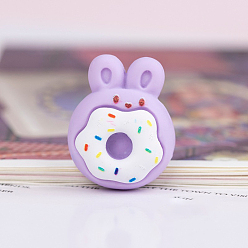 Donut Кабошоны из непрозрачной смолы на тему пасхального кролика, средне фиолетовый, пончик, 23x18 мм