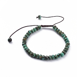 African Turquoise(Jasper) Braided Bead Bracelets, with Natural African Turquoise(Jasper) Beads and Nylon Thread, 58~89mm