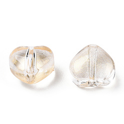 Light Khaki Transparent Spray Painted Glass Beads, with Glitter Powder, Heart, Light Khaki, 6x6x4mm, Hole: 0.7mm