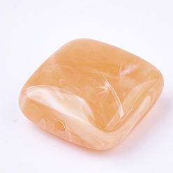 Orange Acrylic Beads, Imitation Gemstone, Square, Orange, 20x20x8.5mm, Hole: 1.5mm, about 160pcs/500g