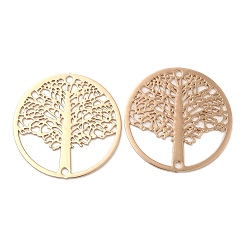 Light Gold Rack Plating Brass Connector Charms, Etched Metal Embellishments, Long-Lasting Plated, Tree of Life Links, Light Gold, 20x0.3mm, Hole: 1.2mm