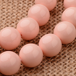 Pink Polished Round Grade A Shell Pearl Bead Strands, Pink, 6mm, Hole: 1mm, about 64pcs/strand, 15.7 inch