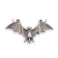 Antique Silver 316 Surgical Stainless Steel Pendants, Bat, Antique Silver, 24.5x46x5.5mm, Hole: 2mm