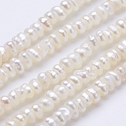 Beige Natural Cultured Freshwater Pearl Beads Strands, Flat Round, Beige, 2~2.5x3~3.8x3~4mm, Hole: 0.5mm, about 162pcs/strand, 13.7 inch
