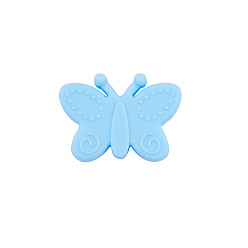Bleu Ciel Clair Perles focales en silicone écologiques de qualité alimentaire, perles à mâcher pour les jouets de dentition, Diy soins infirmiers colliers faisant, papillon, lumière bleu ciel, 22x30x10mm, Trou: 3mm