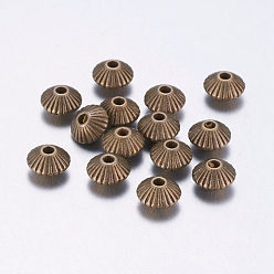 Antique Bronze Tibetan Style Alloy Spacer Beads, Lead Free & Cadmium Free, Bicone, Antique Bronze, 7.5x4.6mm, Hole: 1mm
