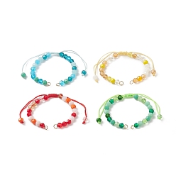 Couleur Mélangete Bracelets tressés en perles de verre à facettes de couleur dégradée, pour la fabrication de bracelets à maillons réglables, couleur mixte, 9-7/8x1/4 pouce (25x0.6 cm), Trou: 3.5mm