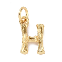 Letter H Brass Pendants, with Jump Ring, Golden, Letter Charm, Letter H, 12x8x2mm, Hole: 3mm