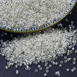 (DB0041) Cristal plateado Cuentas de miyuki delica, cilindro, granos de la semilla japonés, 11/0, (db 0041) cristal forrado de plata, 1.3x1.6 mm, agujero: 0.8 mm, sobre 10000 unidades / bolsa, 50 g / bolsa