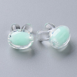 Aquamarine Transparent Acrylic Beads, Bead in Bead, Rabbit, Aquamarine, 15.5x12x9.5mm, Hole: 2mm, about 480pcs/500g